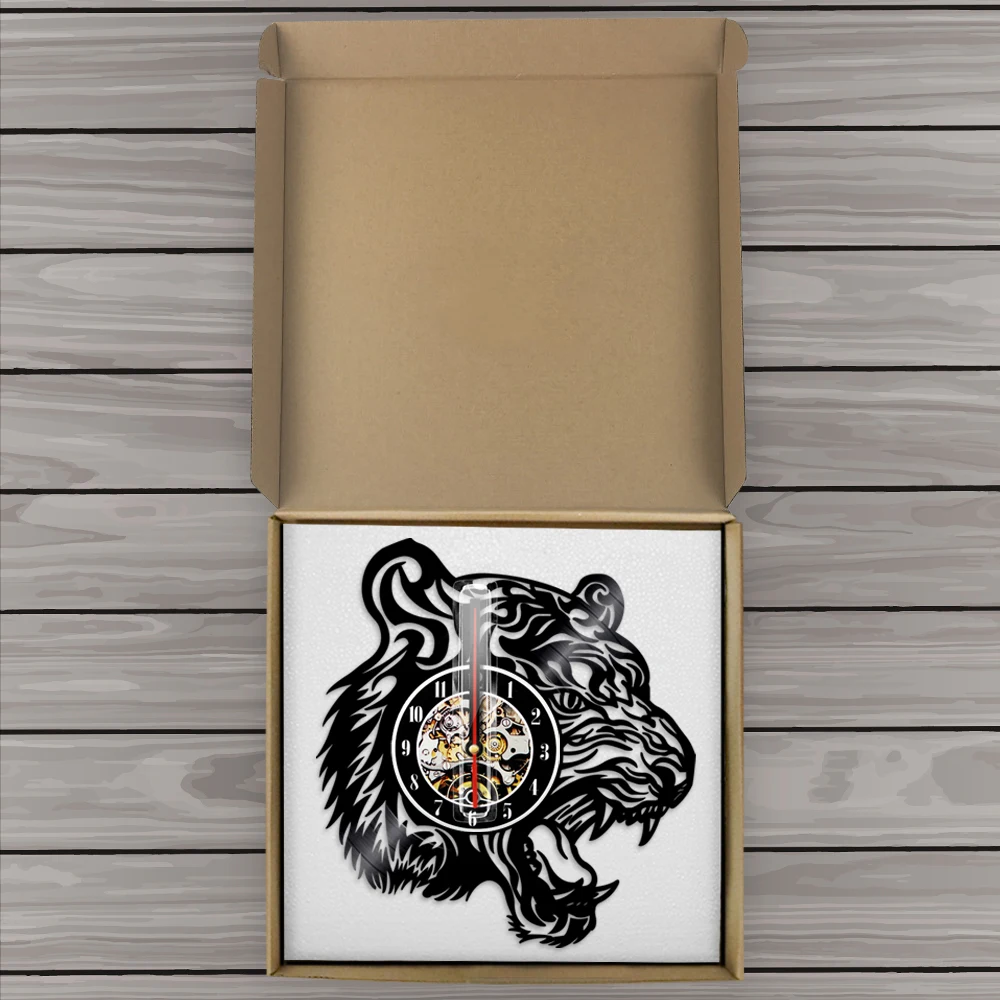 Настенные часы с изображением головы тигра виниловая пластина современный