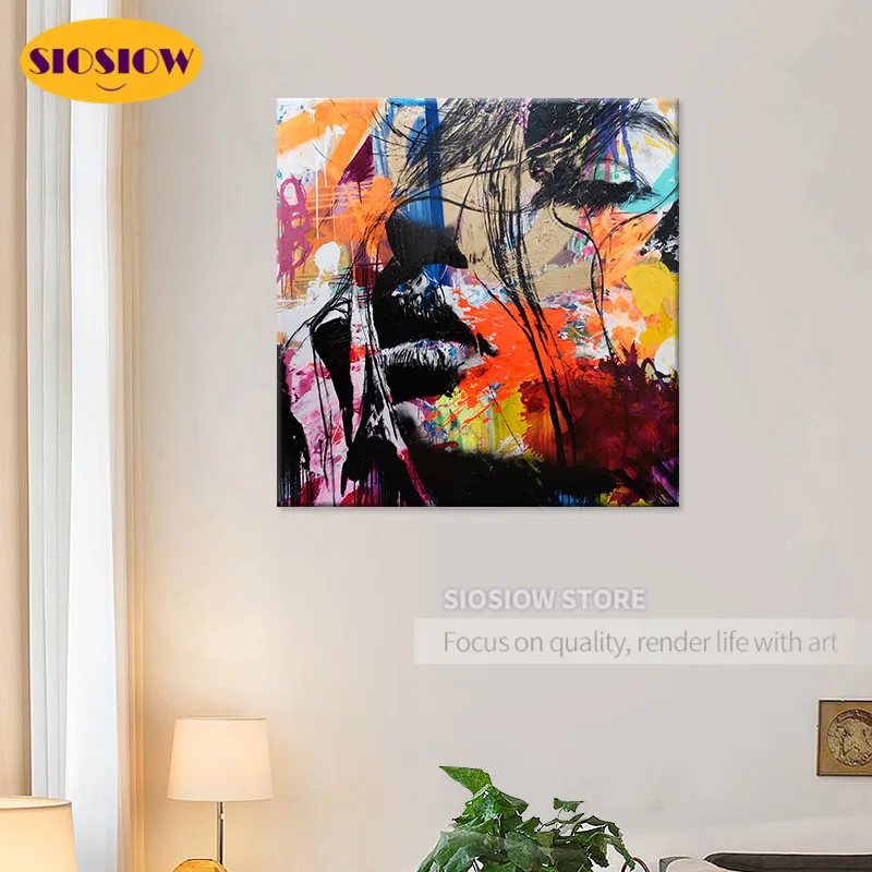 Абстрактные красочные граффити с лицом 5d сделай сам алмазные картины квадратные