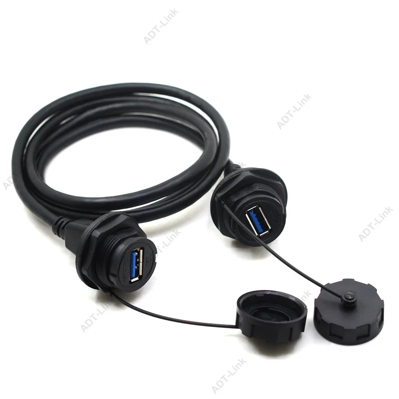 

USB WaterProof USB 3.0 Panel Mount Connector IP67 bilateral Waterproof on both sides Cable 1m 3ft