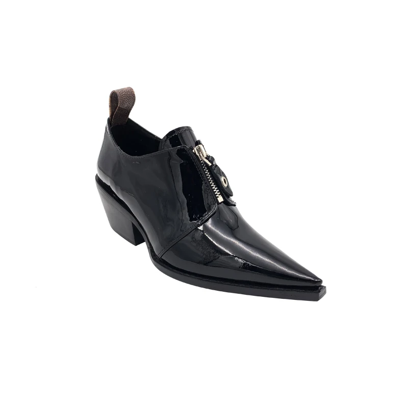 

British Style New Trendy Leather Pumps Pointed Thick Heel Small Leather Shoes Patent Leather High Heel All-match Women's Shoes