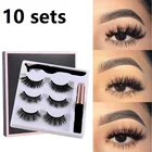 Ресницы магнитные с 5 магнитами, оптом, 10 комплектов, профессиональные высококачественные 3D ресницы из норки, набор магнитных щипцов для подводки глаз TSLM1