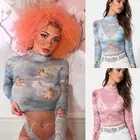 2019 Новейшая модная женская сексуальная прозрачная Сетчатая футболка из сетки кроп-топ с милым принтом ангела женские летние сетчатые Топы