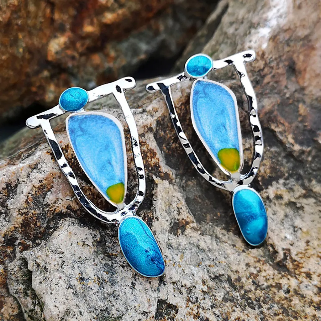 Винтажные висячие серьги Крючки с драгоценным камнем в стиле бохо для свадьбы и