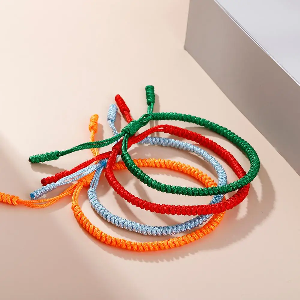 16 стилей сплошной цвет ручной работы тканый браслет из нейлоновой веревки для