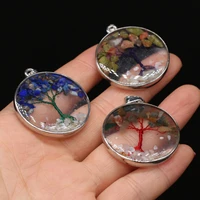 new style natural stone pendant transparent gravel tree shaped charms for jewelry making diy necklace anklet accessory