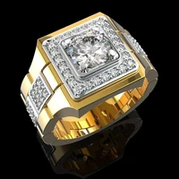 14 k yellow gold color white diamond ring for men bijoux femme jewellery gemstones bague homme 2 carats diamond ring males box