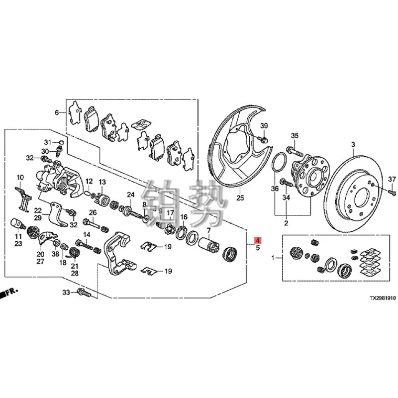 

Car Rear brake caliper 2006-Hon daC IIM OCI VIC HYB RID C14 FA1 FA3 FA5 Rear brake wheel cylinder Hub suspension parking brake