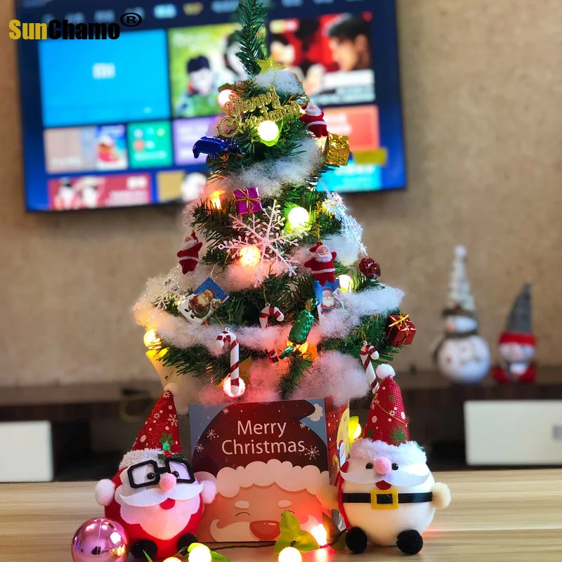 

Рождественская елка 60 см в упаковке, рождественские украшения, планировка сцены, детские подарки, настольные украшения с коробками и подсве...