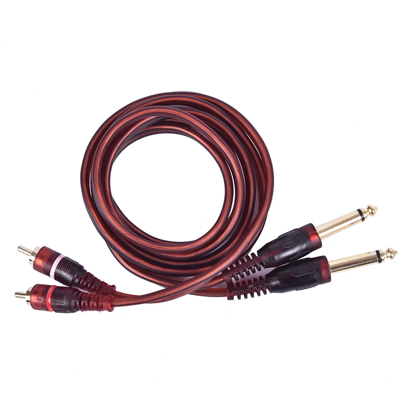 

New Arrival 1pc 1.5M Cable Dual RCA Male To Dual 6.35mm 1/4 inch Male Mixer Audio Cable 1pc Audio Cable