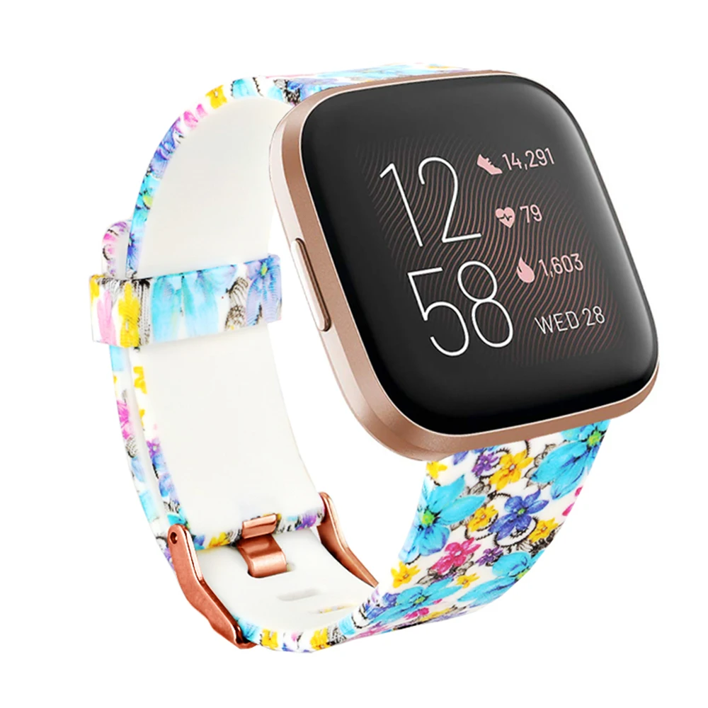 Новый мягкий ремешок для часов с цветочным принтом Fitbit Versa 2/Versa Lite/Versa Браслет Fit bit