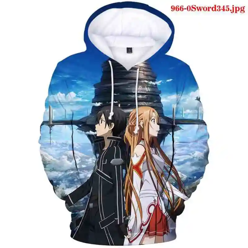 

Мужская толстовка с капюшоном, пуловер с 3d рисунком s Sword Art Online, Зимние Модные свитшоты оверсайз, забавная Женская и мужская толстовка, пулов...