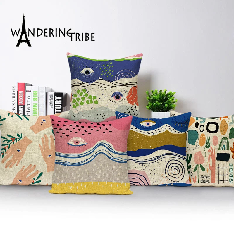Потертые абстрактные подушки чехол для глаз с геометрическими узорами наволочка