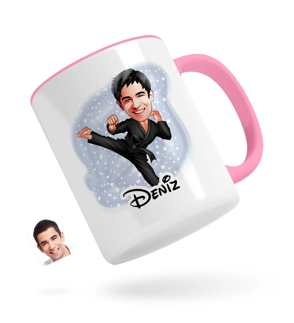 

Персонализированные Для Мужчин 'S Karateka карикатура розовый кружка Bardak-1