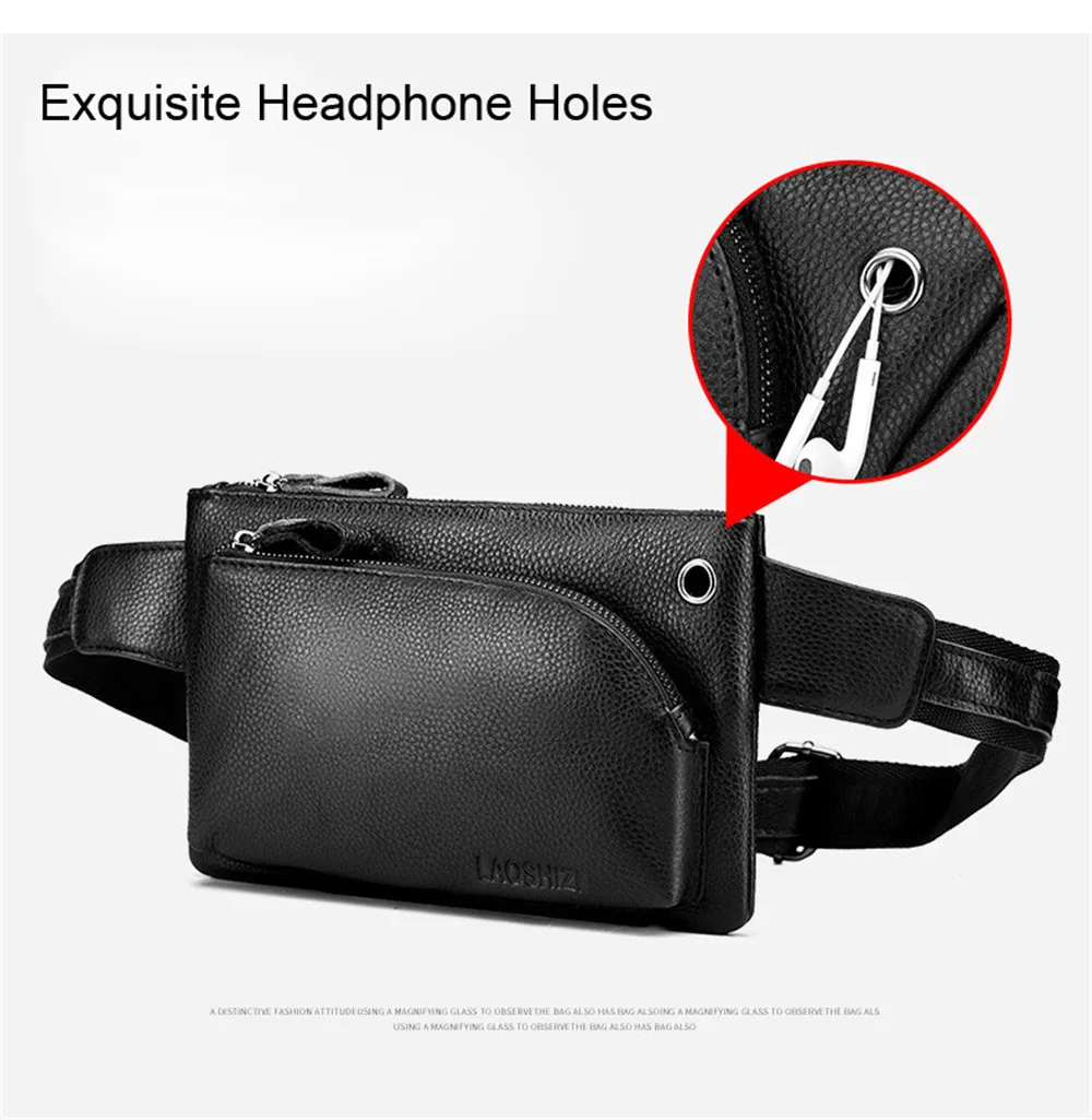 Genuine Leather Bags Belt Messenger Bag Men Small Waist Hip Bag for Man Waist Packs Pouch Men's Crossbody Bags 91126