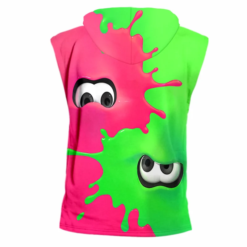 Cjlm Tank Top Male Fashion 3d Hooded Vest Printing Cartoon Red-green Eyes Summer Leisure Big Size Fitness Tops Unisex Clothing | Мужская