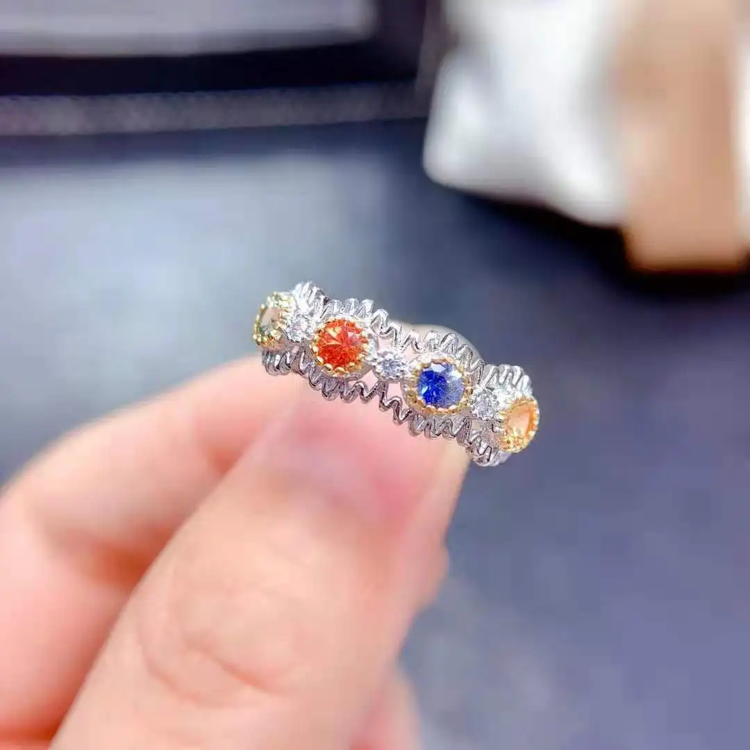 

Кольцо женское из серебра 925 пробы с натуральным Сапфиром И топазом