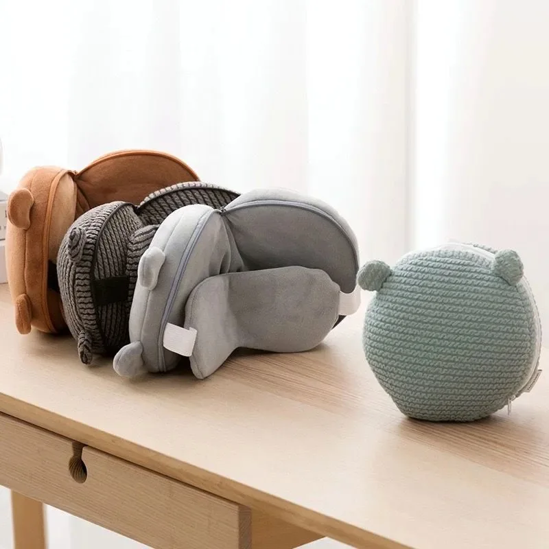 Многофункциональная дорожная подушка для шеи и маска глаз в деловом стиле сумка