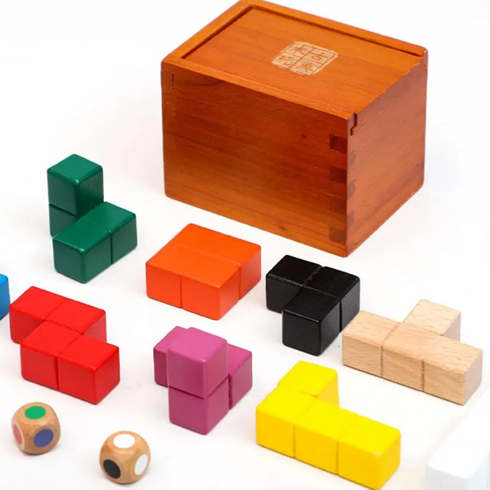 

1 Set Puzzle Cube Toy Geometric Logical Thinking Training Wood Brain Teaser Preschool Box Toys Parent-child Interactive Bauble