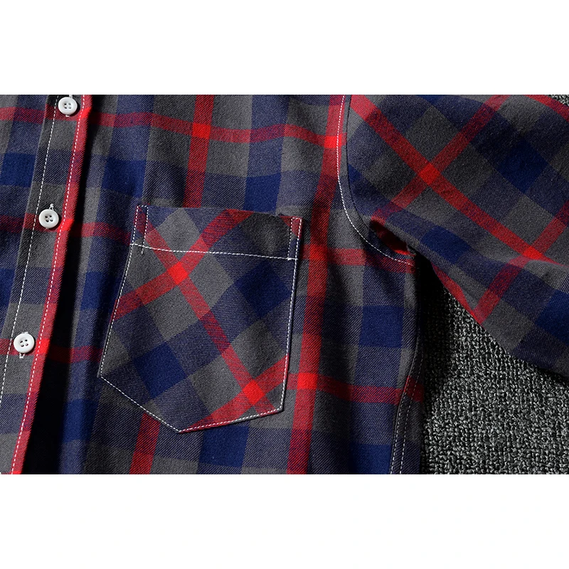 Aoliwen brand Casual plaid shirt men’s multi-style button decoration street trend pure cotton long-sleeved shirt men