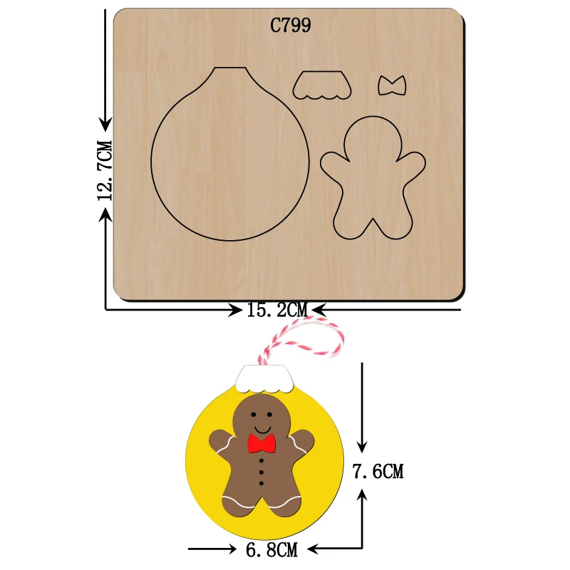 Новые рождественские подвесные деревянные под давлением Скрапбукинг C-799