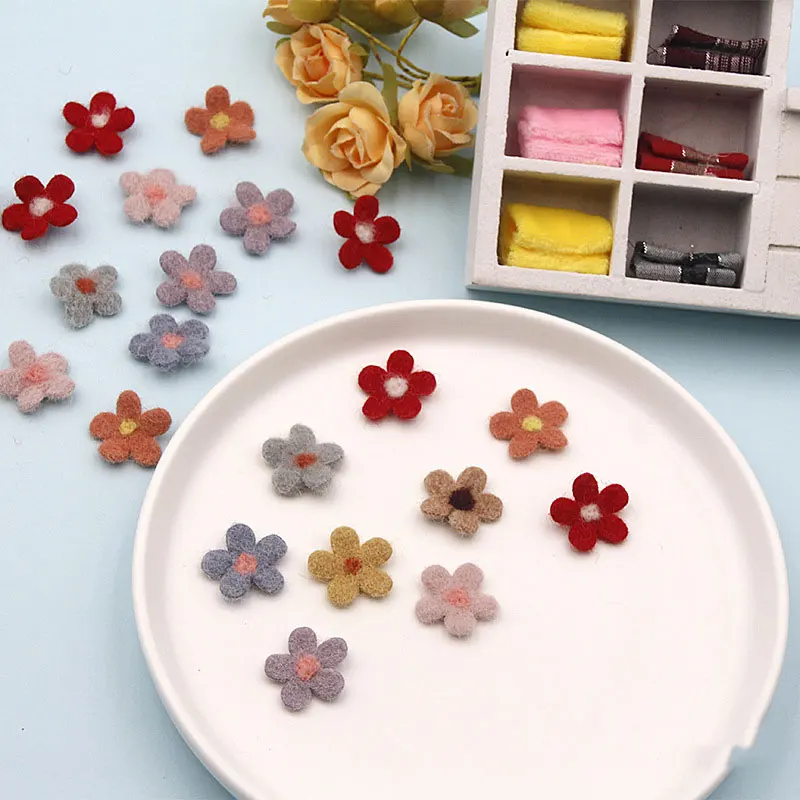 

Аппликации из натуральной шерсти и фетра для детей, 24 шт., 2,5 см