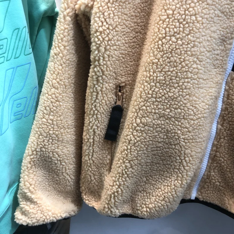 

Jackets Patchwork Spliced Fleece Stand Collar Zipper Travis Scott Jacket Men Women Cactus Trails Tri Color Coat