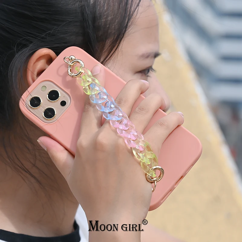 

Mobil Phone Lanyard Case Chain for Women Acrylic Cell Mobile Phone Pendant Hanger Accessories Transparent Candy Color Jewelry