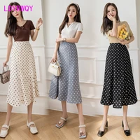 ldyrwqy 2021 new summer korean fashion slim polka dot temperament ladies hips all match outer wear skirts polyester