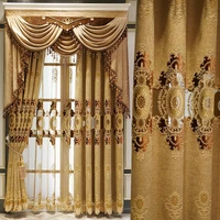 luxury upscale european embroidery curtains for living dining room bedroom shade valance custom wave golden customization