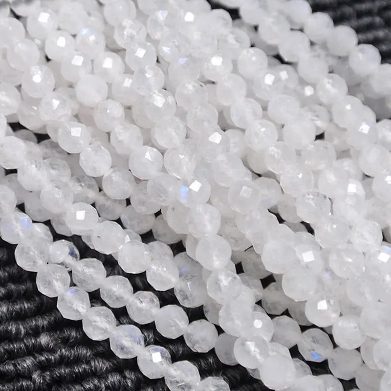 2-4 мм AA натуральный белый лунный камень бусины круглые граненые разделители