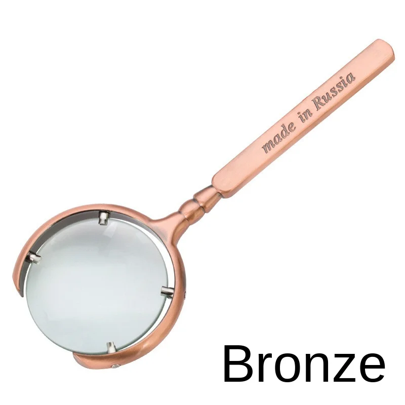 

70 мм Бронзовый полумесяц без оправы стеклянные линзы антикварный металлический подарок металлическое 8X увеличительное стекло