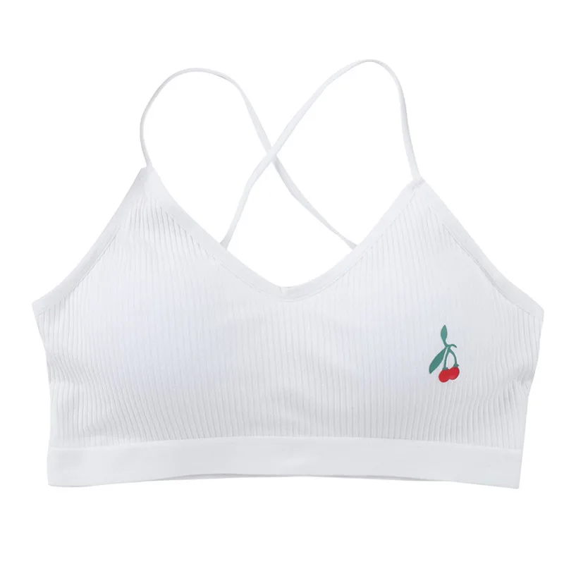 Женский бюстгальтер сексуальное нижнее белье рисунок вишни лента грудь без