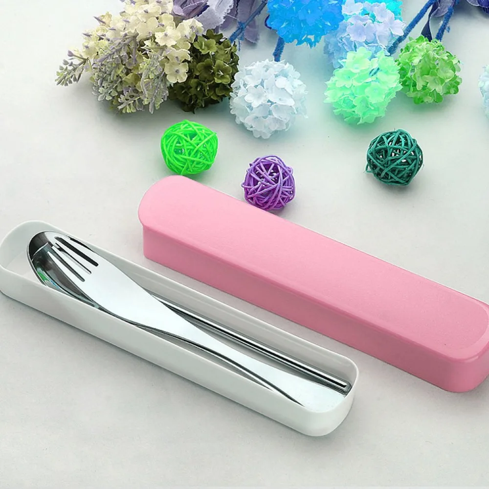 4 шт./компл. Нержавеющая сталь вилка ложка посуда костюмы с ящик для хранения