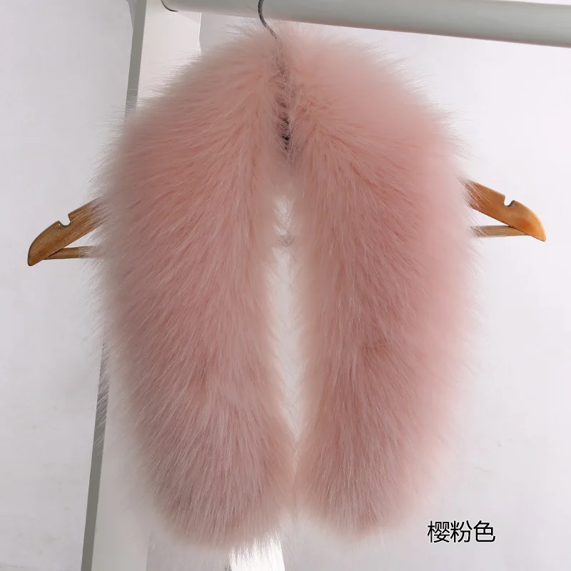 Cherry pink Новое поступление, воротник из искусственного меха енота, зимний женский шарф, зимние куртки, капюшон, меховая декоративная шаль, разноцветное мужское пальто, меховой воротник, FY50 - Цвет: Cherry pink