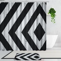 black and white lattice geometric shower curtains creative color art decor background bathroom curtain non slip bath mats carpet