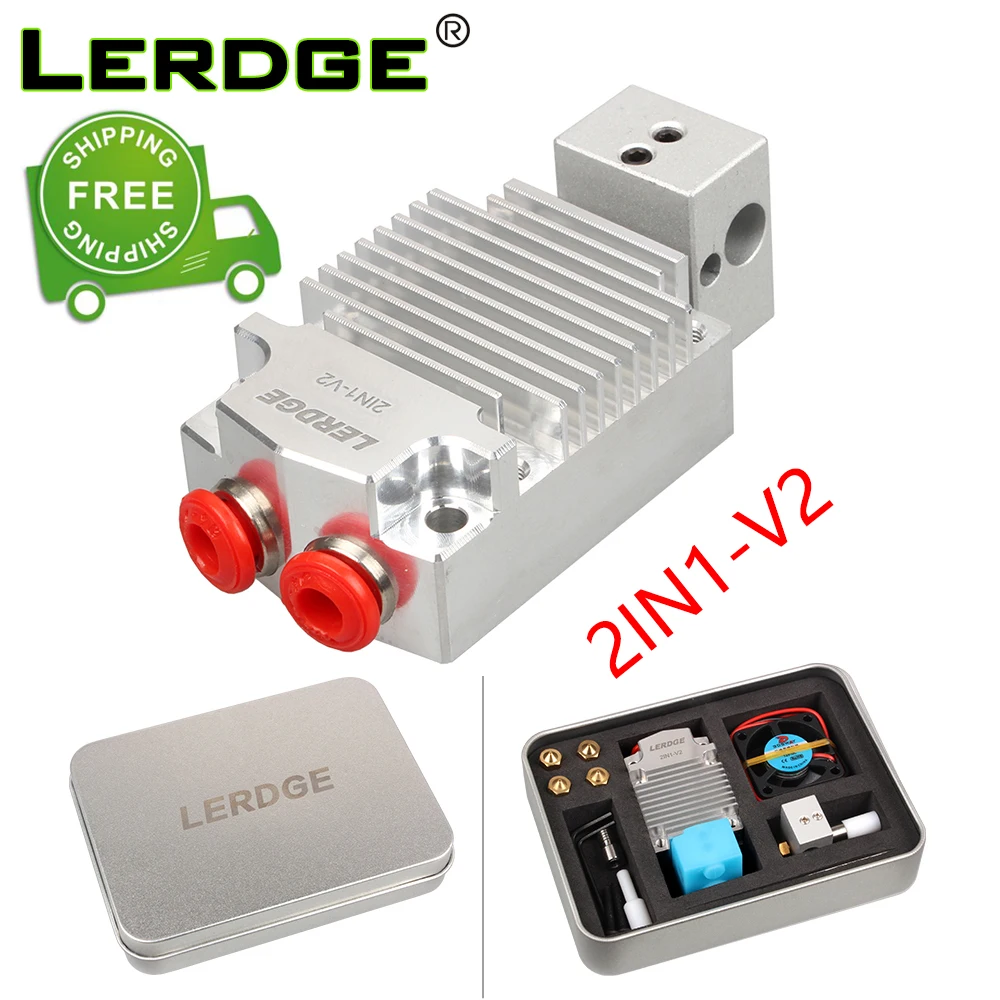 LERDGE 2IN1-V2 Hontend 2 насадки переключение цвета Hotend Diy kit части 3D принтера двойной цвет печатающая головка экструдер 0,4/1,75 мм подарок