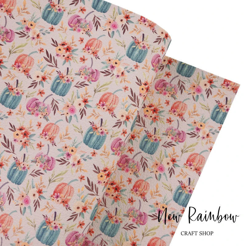 Новая Радужная оранжевая и синяя Цветочная Тыква с принтом искусственной кожи