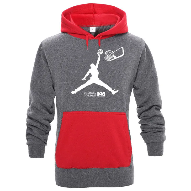 Gray-red Модный бренд хип-хоп с длинным рукавом JORDAN 23 мужские толстовки спортивная одежда с принтом Мужская Уличная одежда спортивный костюм мужские толстовки с капюшоном - Цвет: Gray-red