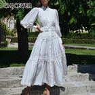 Женское лоскутное платье CHICEVER, однотонное элегантное приталенное платье с воротником-стойкой и рукавами-фонариками, с высокой талией и поясом, 2021