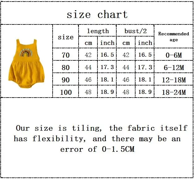 

Baby Girl Clothes Rainbow Print Sleeveless Bodysuit Summer Casual Cute Outfit Clothes Sunsuit Baby Girls 0-24M