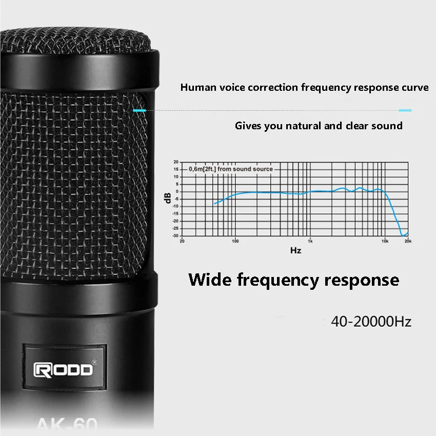 Микрофон конденсаторный с креплением подставки для видеоблогеров микрофон