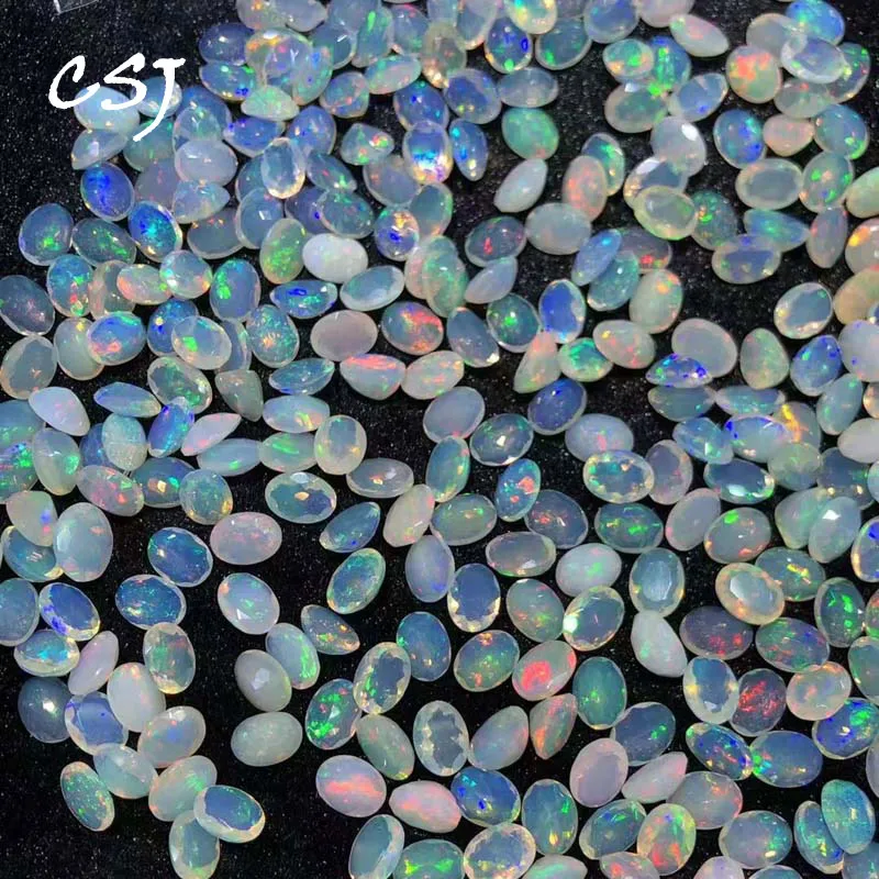 

CSJ Natural Ethiopia Opal Loose Gemstone Oval Cut Diy Jewelry for Women Lady Wedding Party Gift