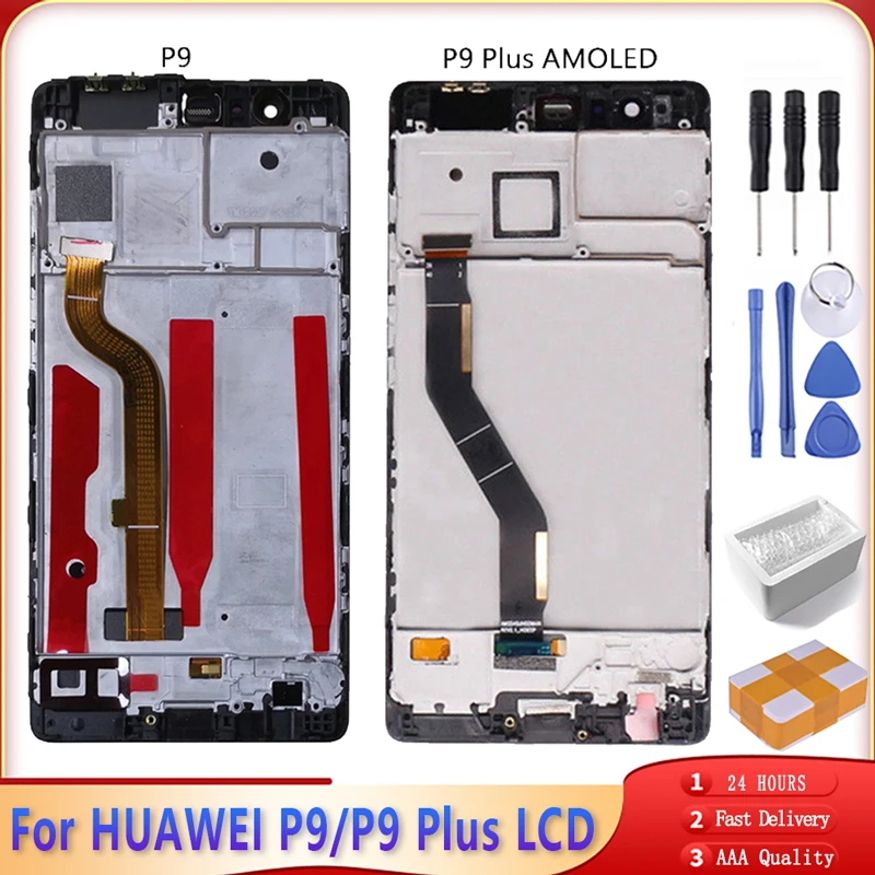 100% протестированный ЖК дисплей с рамкой для HUAWEI P9 Plus сенсорным экраном