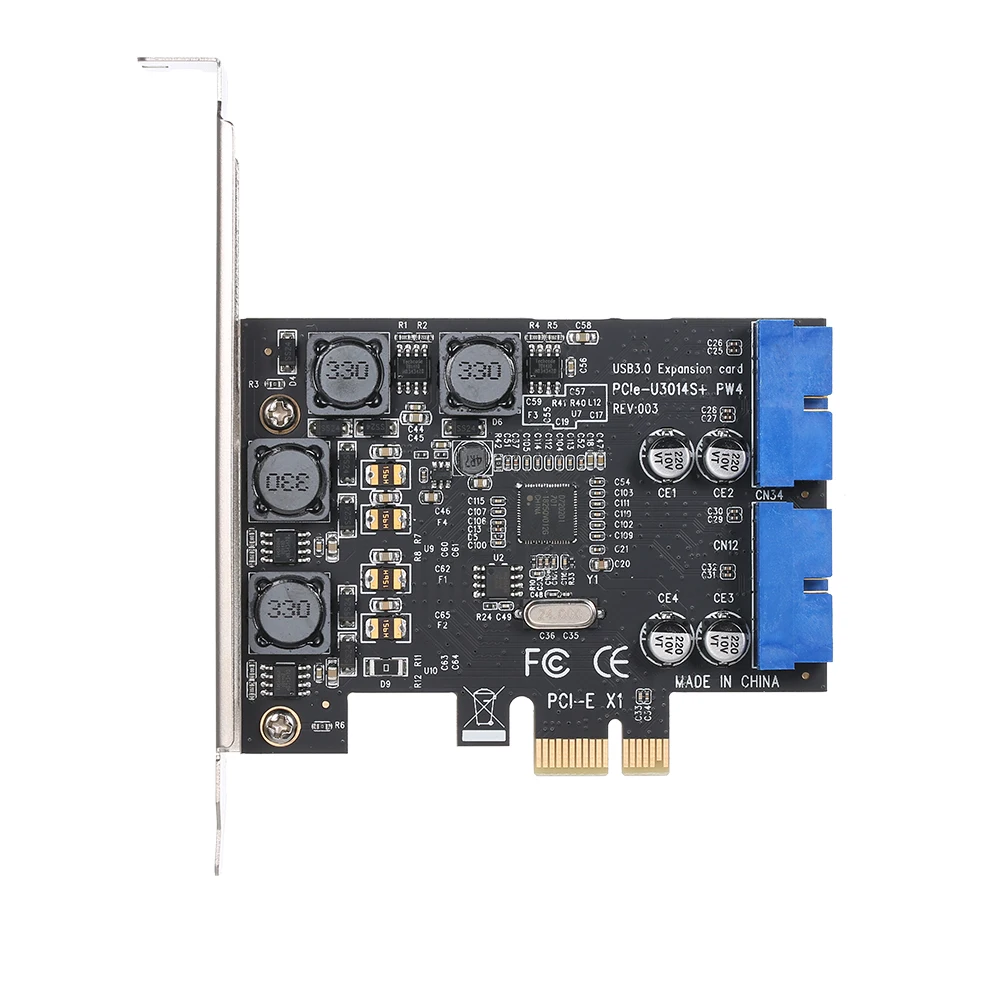 

PCI-E USB3.0 Card 4 Ports External Dual 19/20Pin Front Connector Expansion Card