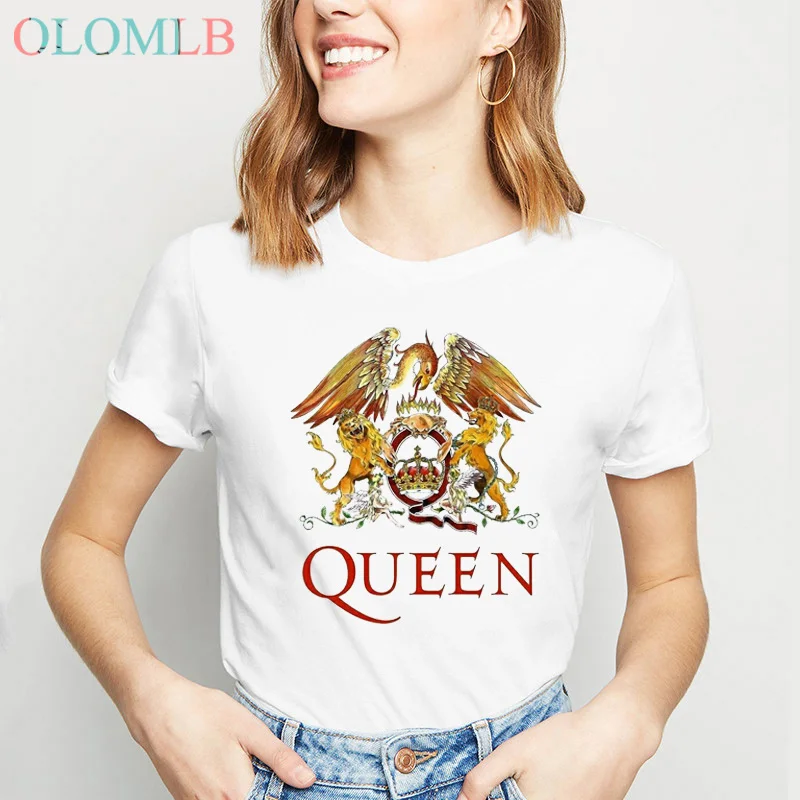 Фредди Меркьюри в queen Группа Футболка Для женщин в стиле хип-хоп рок футболка Hipster Повседневное футболки с забавным принтом femme уличная