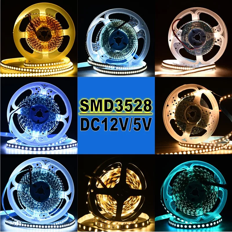 Светодиодный супер яркий 5 м 300 светодиодный s 3528 SMD Зеленый Синий Теплый белый набор неводонепроницаемых лент светильник гибкий DC 12 В светильник s
