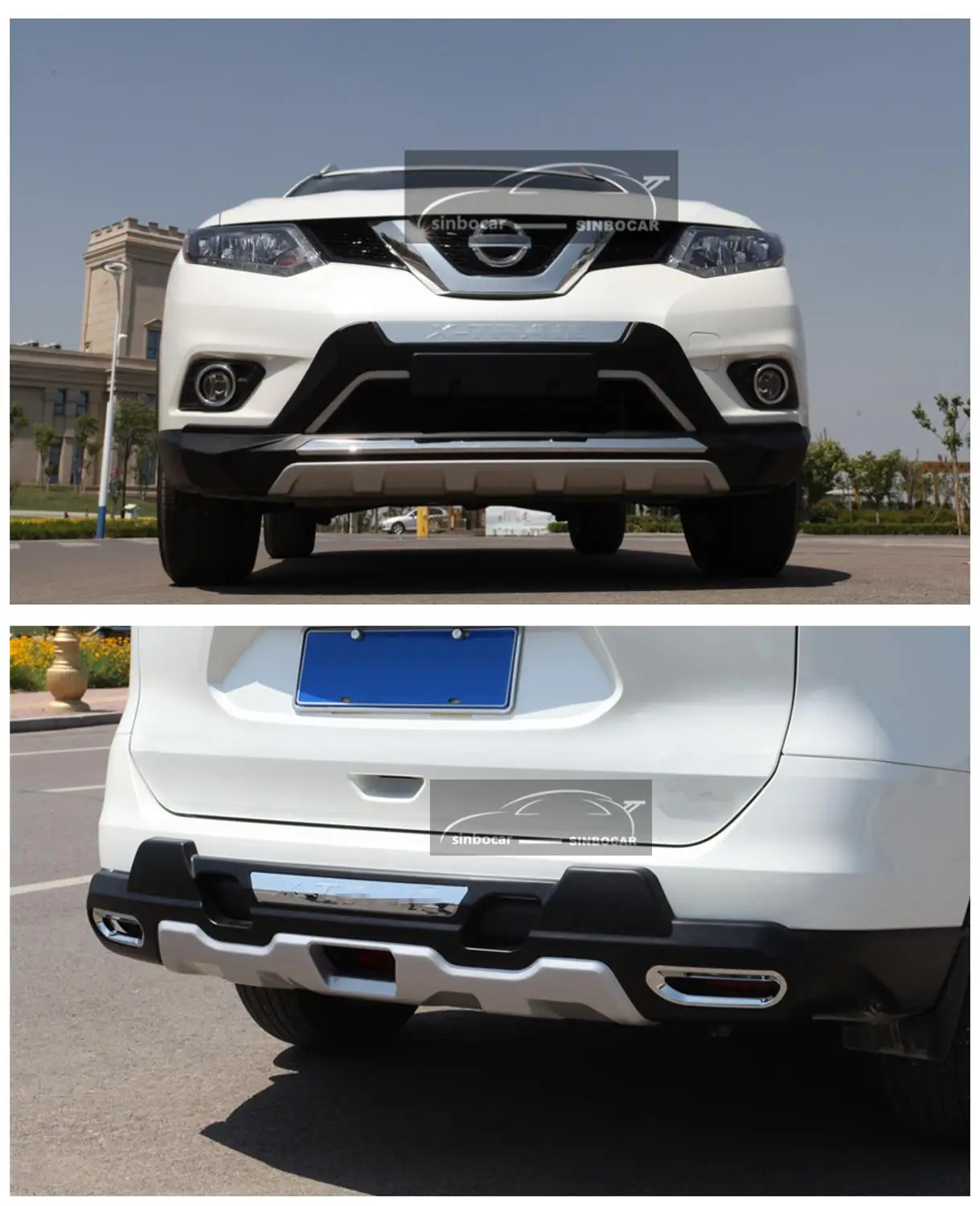 Передний + Задний бампер протектор Подоконник Накладка крышка багажника для Nissan