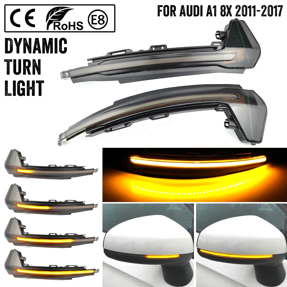

For Audi A1 8X 2011-2017 LED Dynamic Turn Signal Light Side Wing Rearview Mirror Sequential Indicator Lamp Blinker Yellow Blue