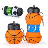 sports silicone fold wate bottle football basketball tennis portable kettle travel picnic christmas present for adult children