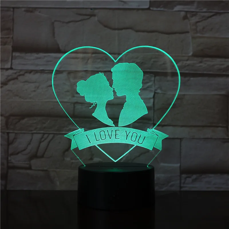 3D 3438 I Love You светодиодный ночник акриловая пластина сенсорный светильник милый